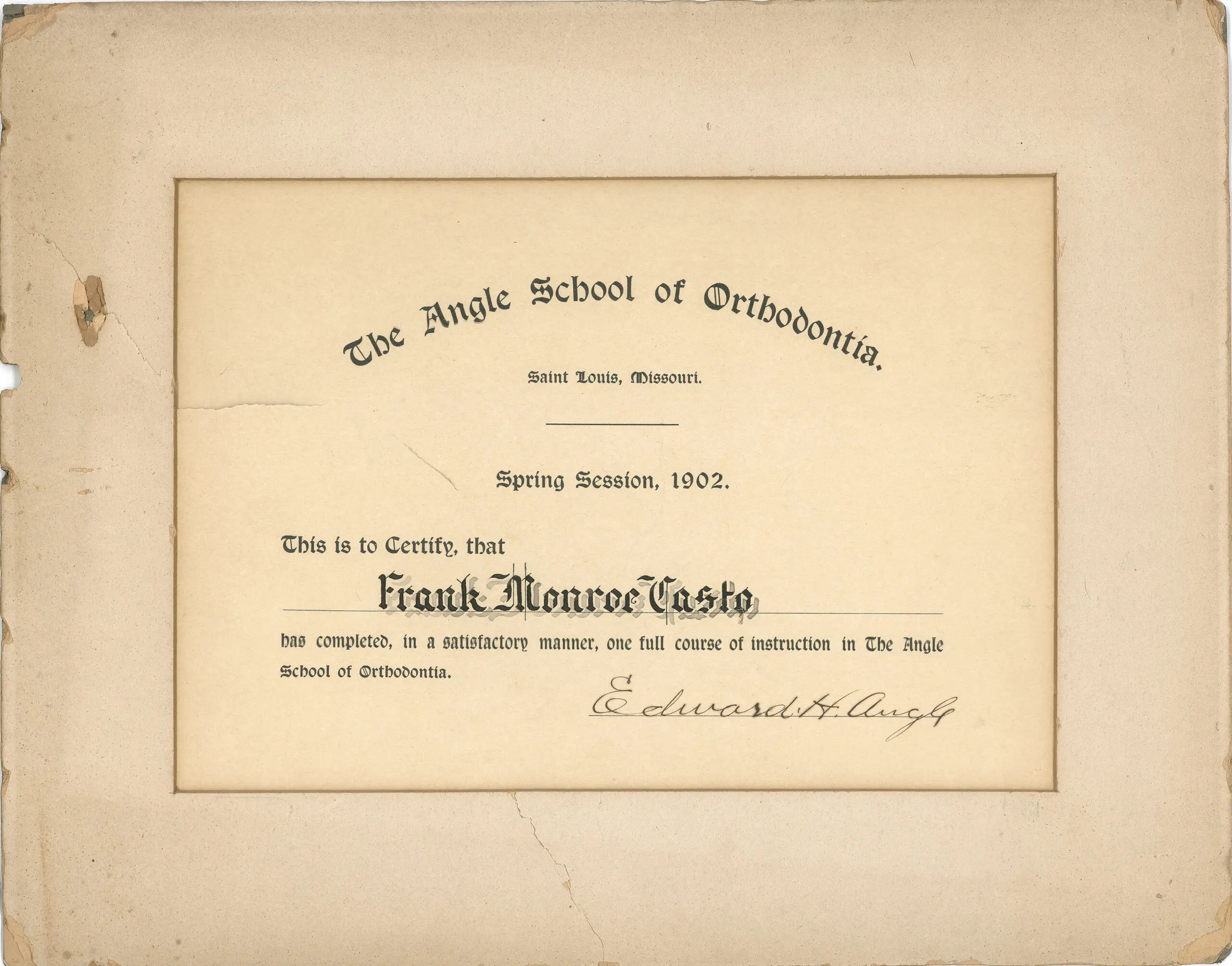 Frank Casto Orthodontic Diploma