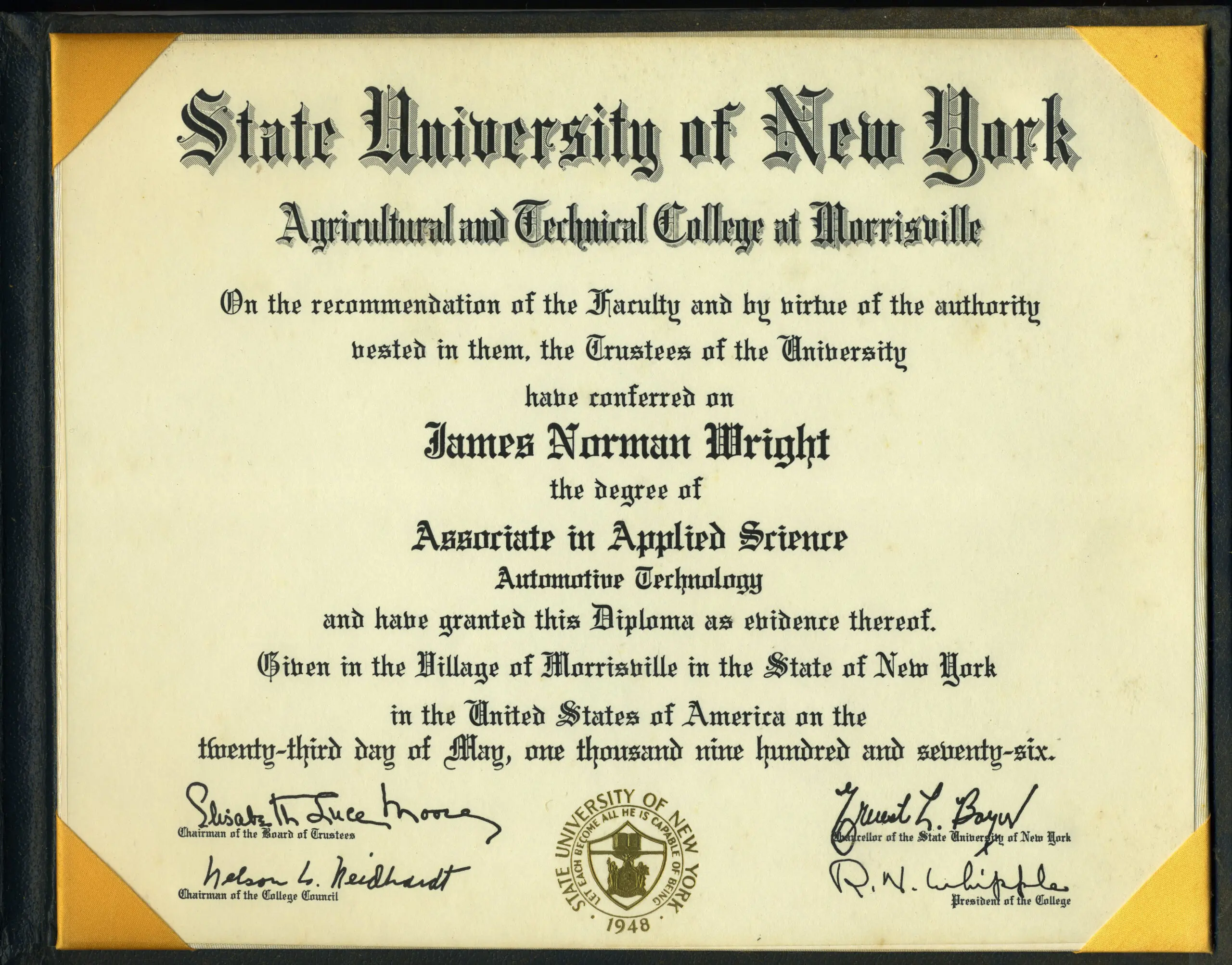 James (Jim) Wright College degree